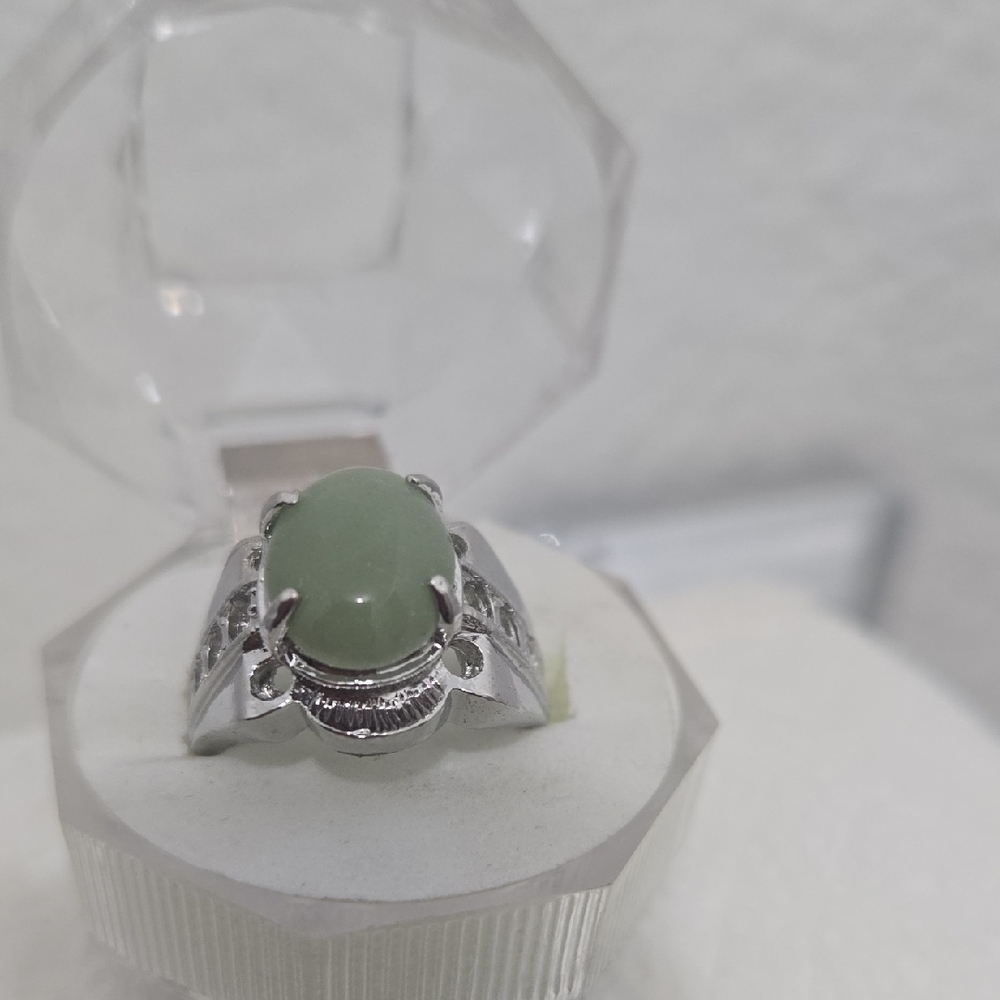 Silver Ring with Green Gemstone